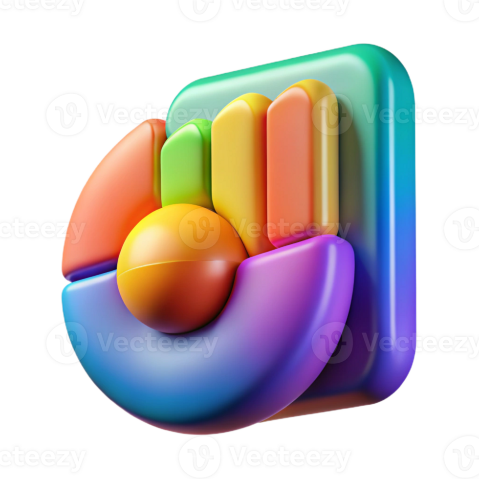 stunning vintage Data Visualization Techniques Icon Colorful Gradient Isolated authentic png