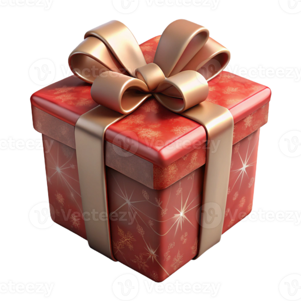 extraordinary traditional Decorated Christmas Gift Box with Bow Isolated authentic png