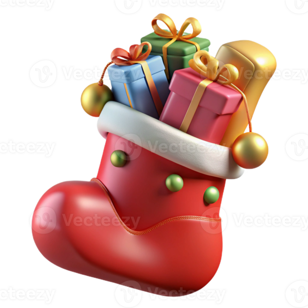 magnificent vintage Decorated Christmas Stocking Filled with Gifts Cutout original png