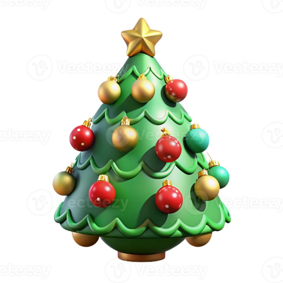 serene modern Decorated Christmas Tree Glittering Ornaments Transparent high resolution png