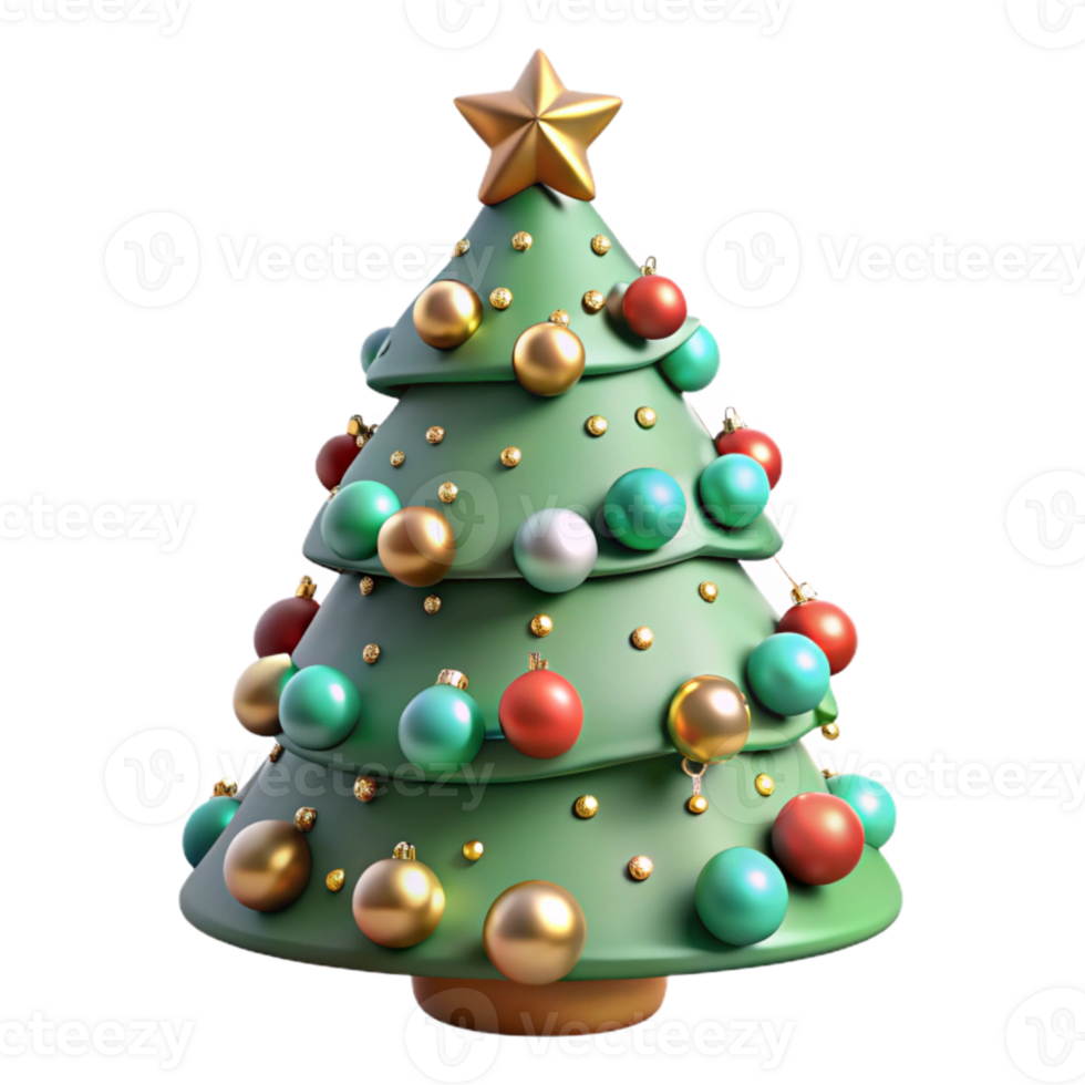 magnificent rustic Decorated Christmas Tree Glittering Ornaments Transparent authentic png