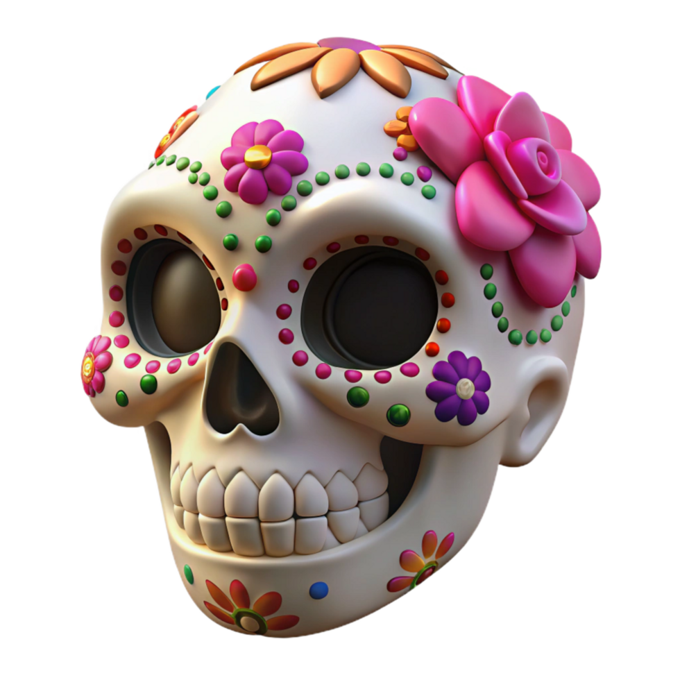 beautiful contemporary Decorated Sugar Skull Day of the Dead Transparent exclusive png