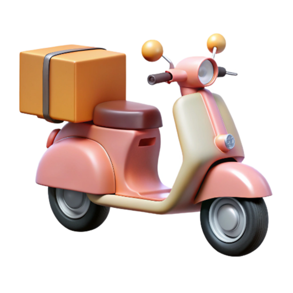 wonderful artistic Delivery Scooter Side Profile Isolated 4K png