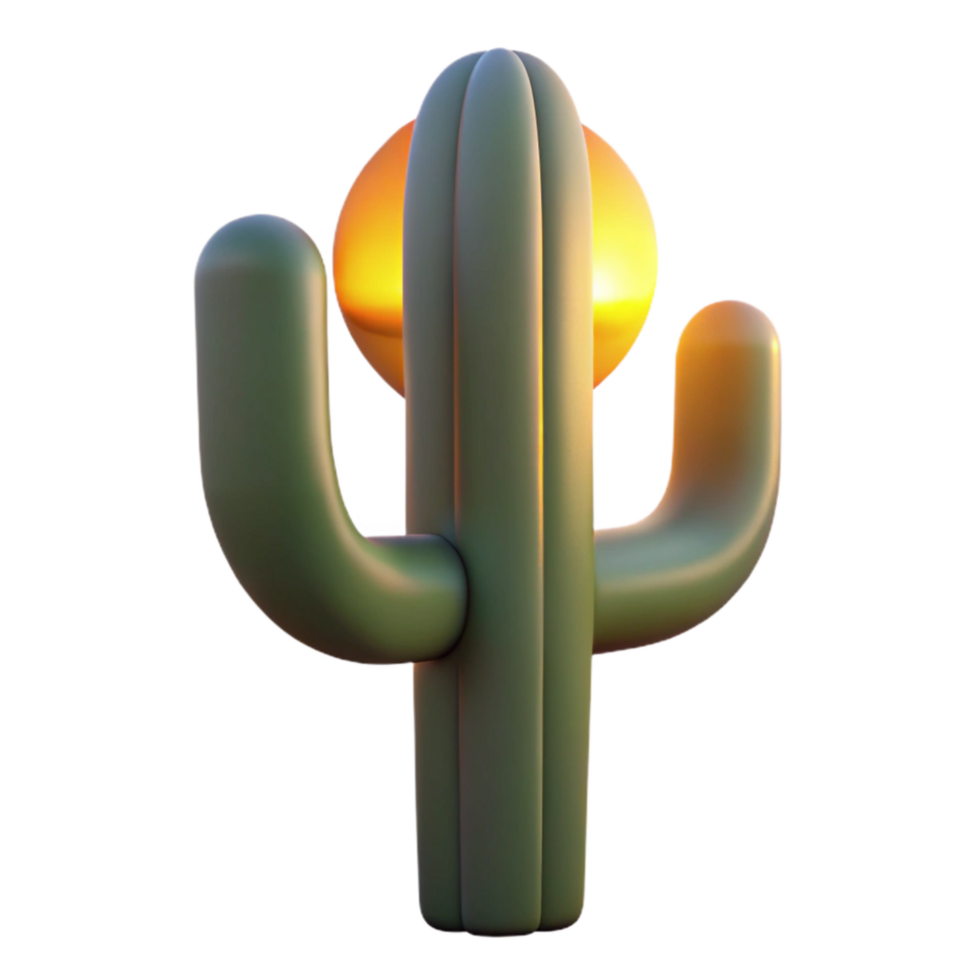 beautiful creative Desert Cactus Silhouette at Sunset Transparent Background genuine png