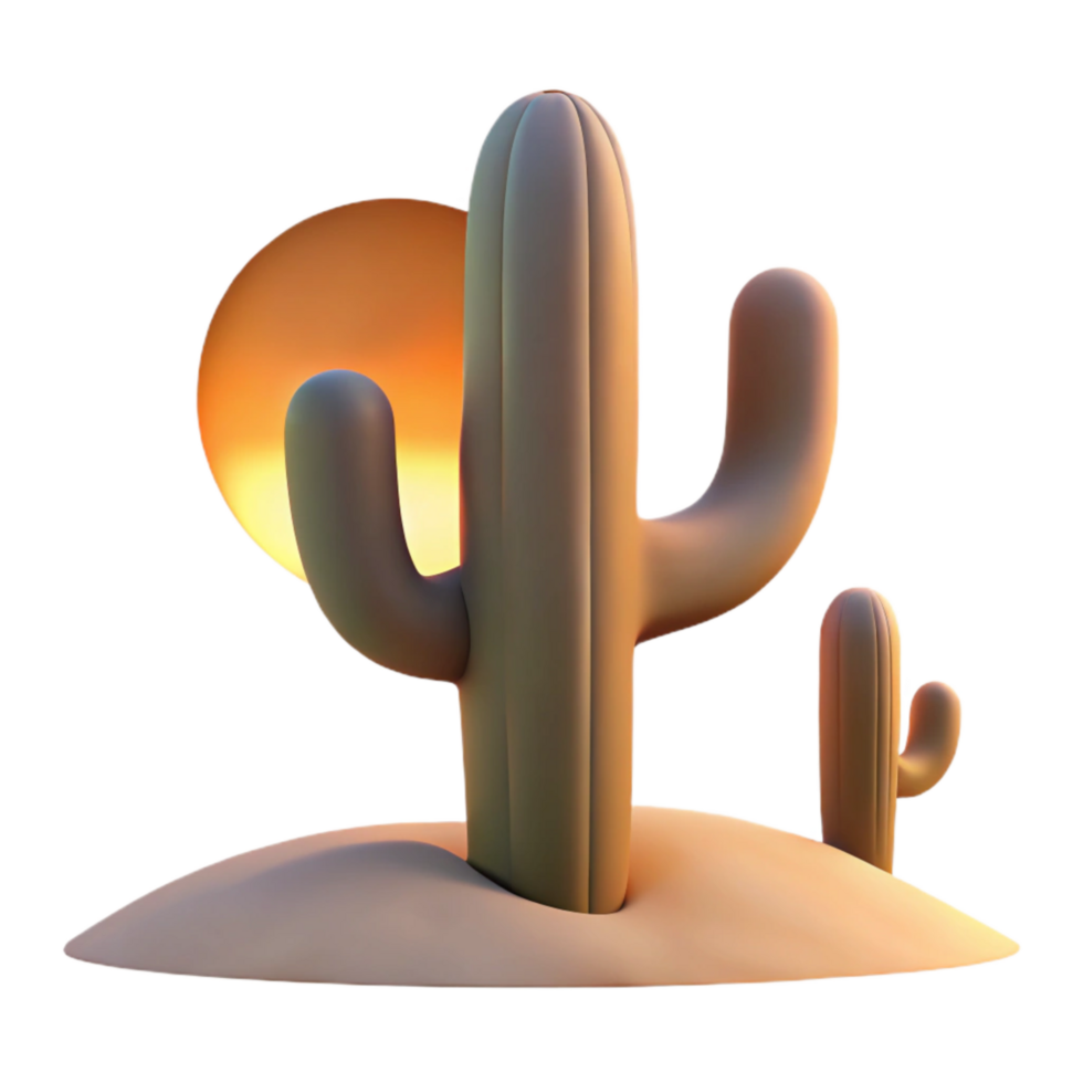 vibrant classic Desert Cactus Silhouette at Sunset Transparent Background original png