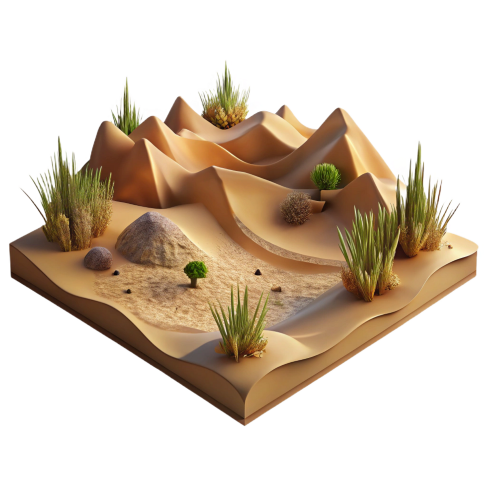 vibrant modern Desert Landscape Sand Dunes Arid Climate Cutout premium png