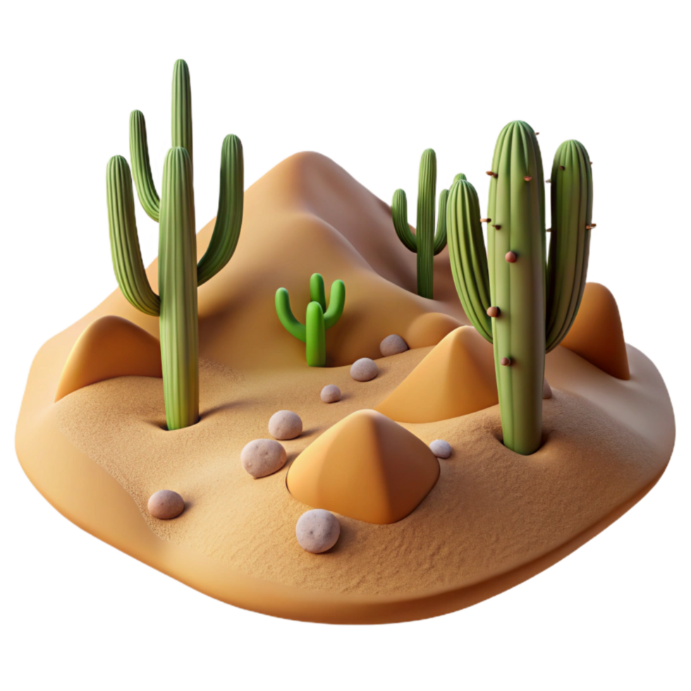 magnificent modern Desert Landscape with Cacti Isolated original png