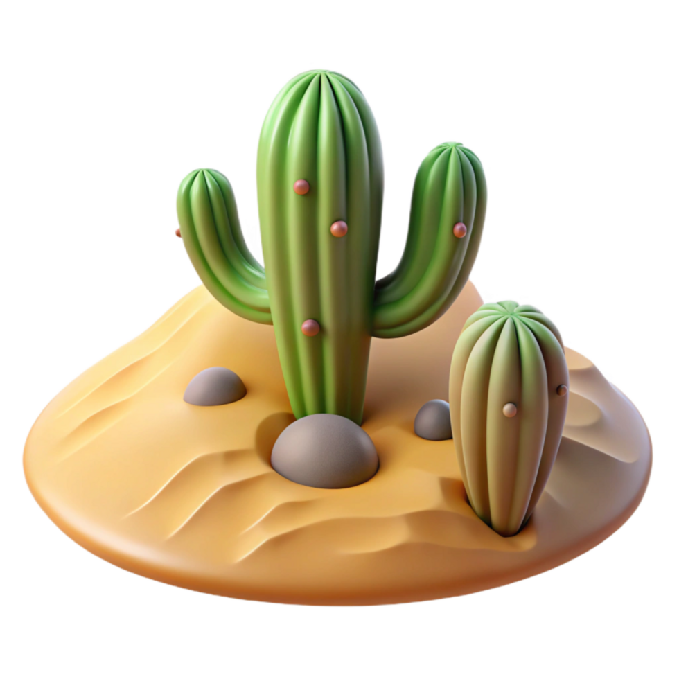 elegant rustic Desert Landscape with Cactus and Flowers Cutout high resolution png
