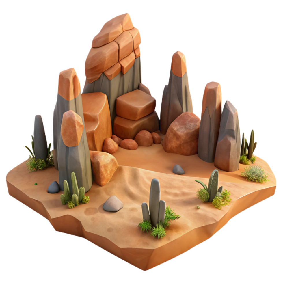 beautiful traditional Desert Landscape with Rock Formations Cutout authentic png