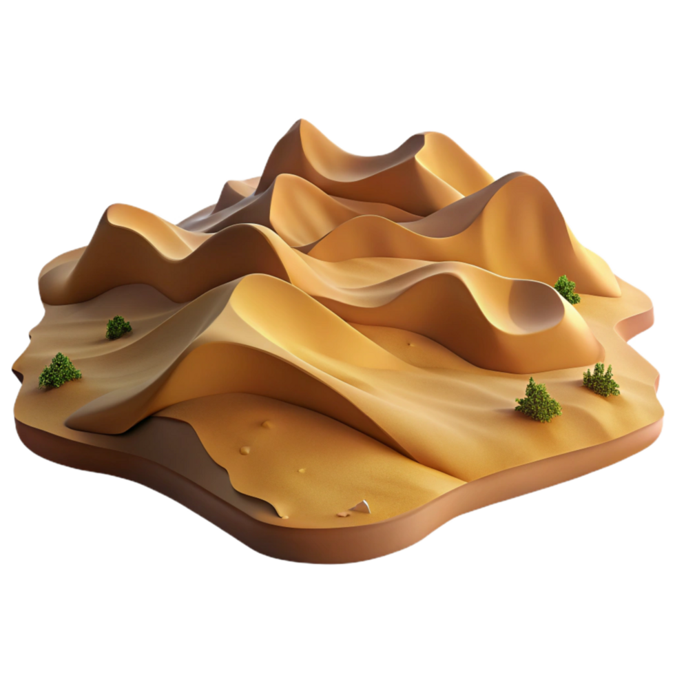 vibrant rustic Desert Landscape with Sand Dunes and Cacti Cutout professional png