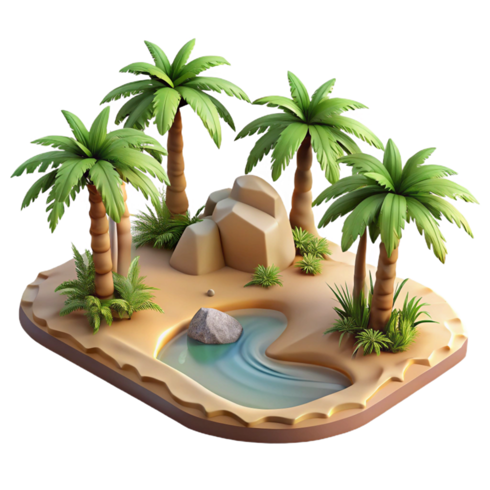 extraordinary modern Desert Oasis Palm Trees Lush Foliage Isolated high resolution png
