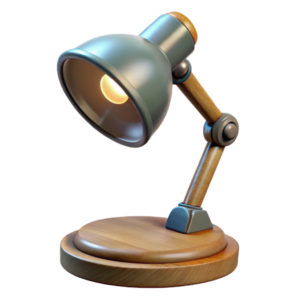 stunning vintage Desk Lamp with Wooden Base Isolated Element detailed png