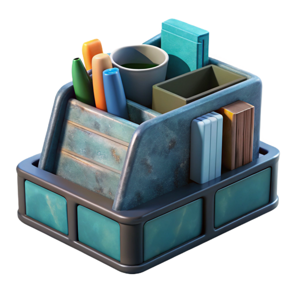 impressive modern Desk Organizer with Compartments Isolated Element detailed png
