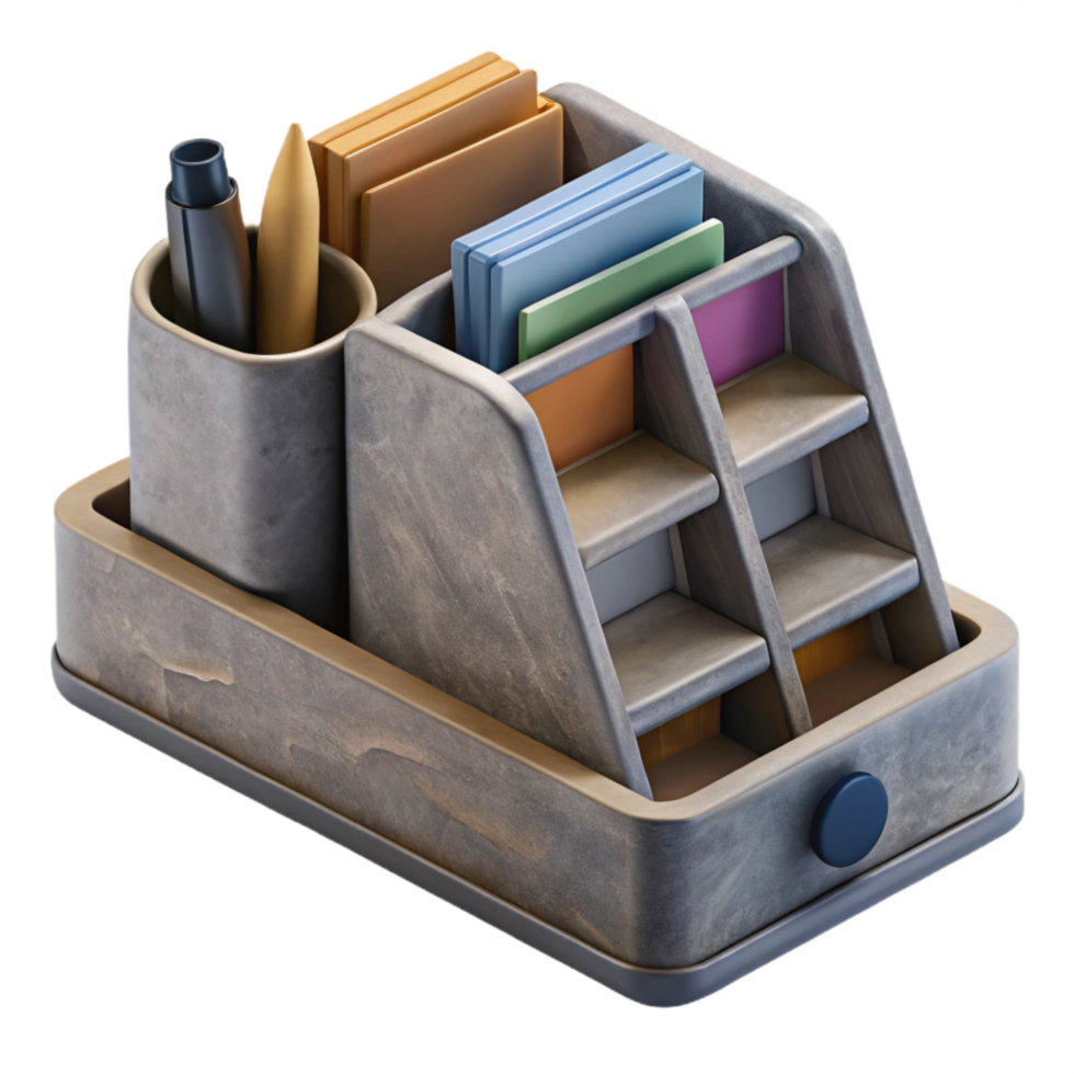 vibrant artistic Desk Organizer with Compartments Isolated Element detailed png