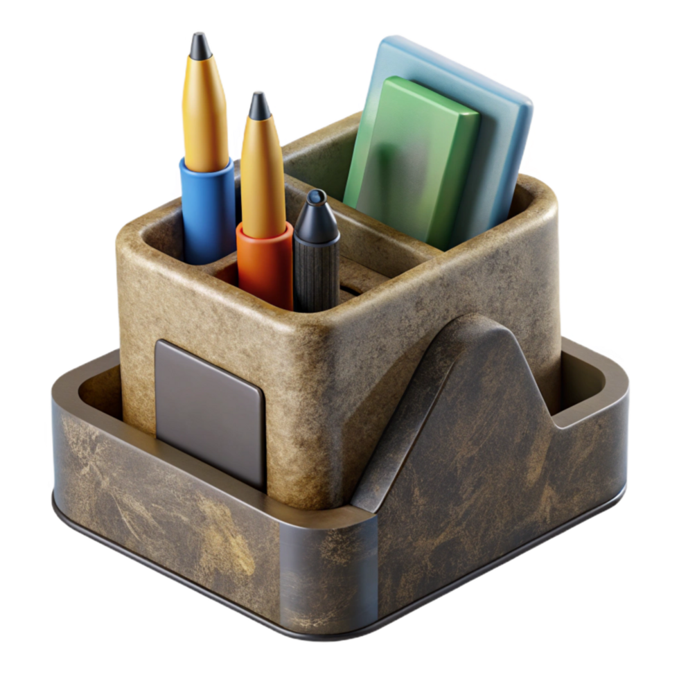 vibrant artistic Desk Organizer with Pen Holder Isolated Element high quality png