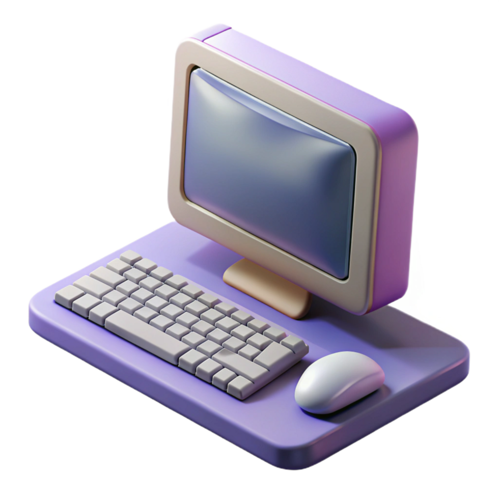 wonderful artistic Desktop Computer with Keyboard and Mouse Isolated Element high quality png