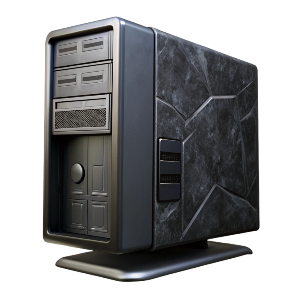 magnificent artistic Desktop Computer Tower Black Case Transparent Background premium png