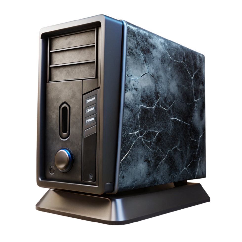 beautiful minimalist Desktop Computer Tower Black Case Transparent Background premium png