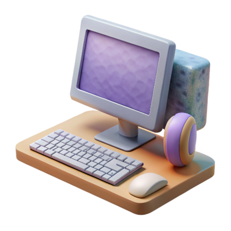 stunning modern Desktop Computer with Monitor Keyboard and Mouse Isolated high resolution png