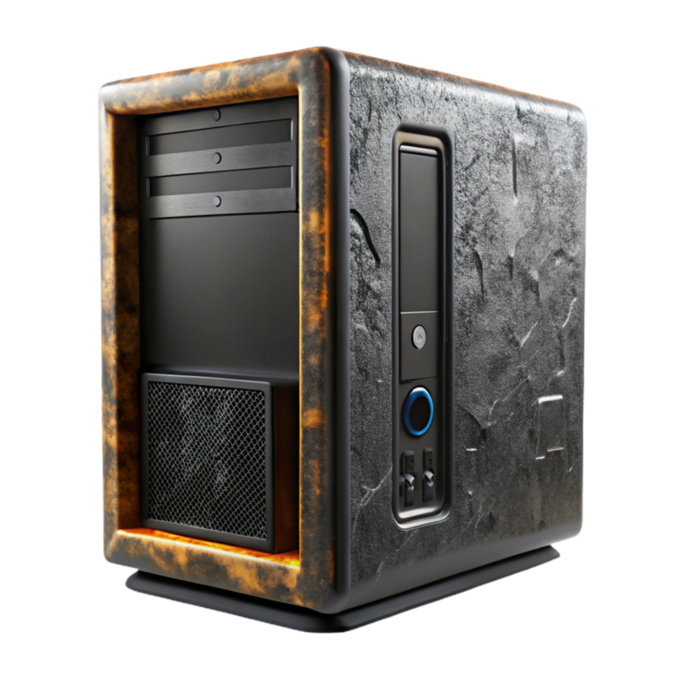 serene contemporary Desktop Computer Tower Black Case Transparent Background premium png