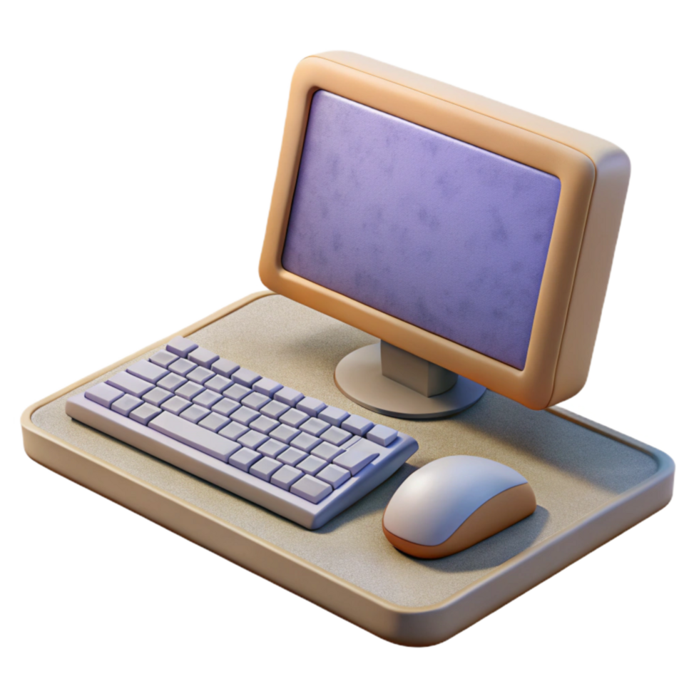 magnificent vintage Desktop Computer with Keyboard and Mouse Isolated Element premium png