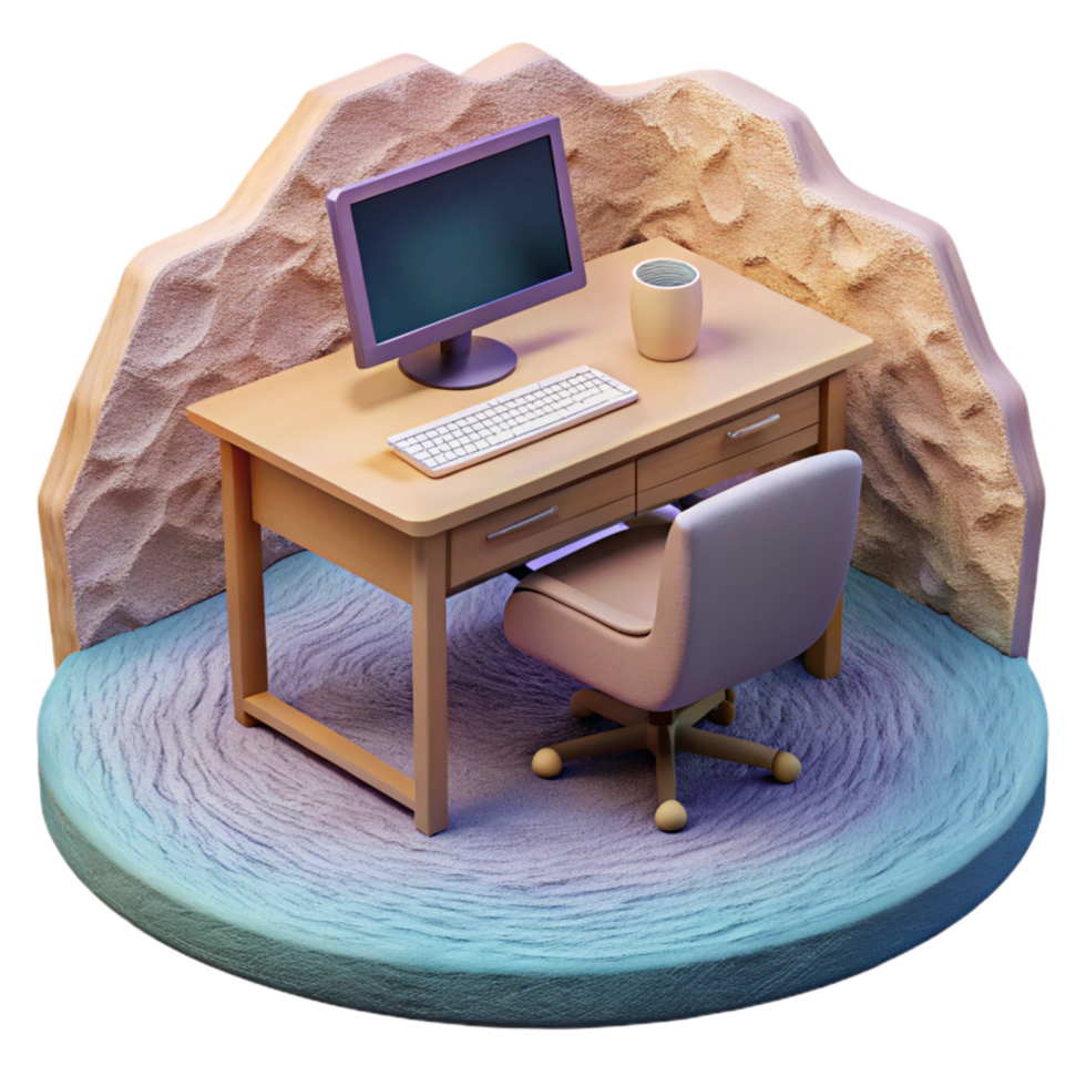 impressionante moderno escrivaninha com computador e teclado isolado elemento profissional png