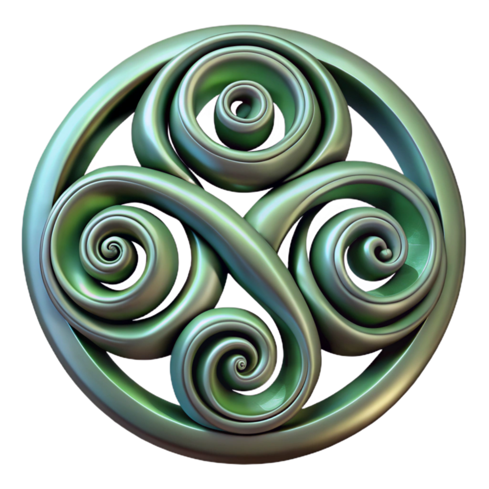 dramatic rustic Detailed Celtic Triskele Symbol Spiral Design Cutout professional png