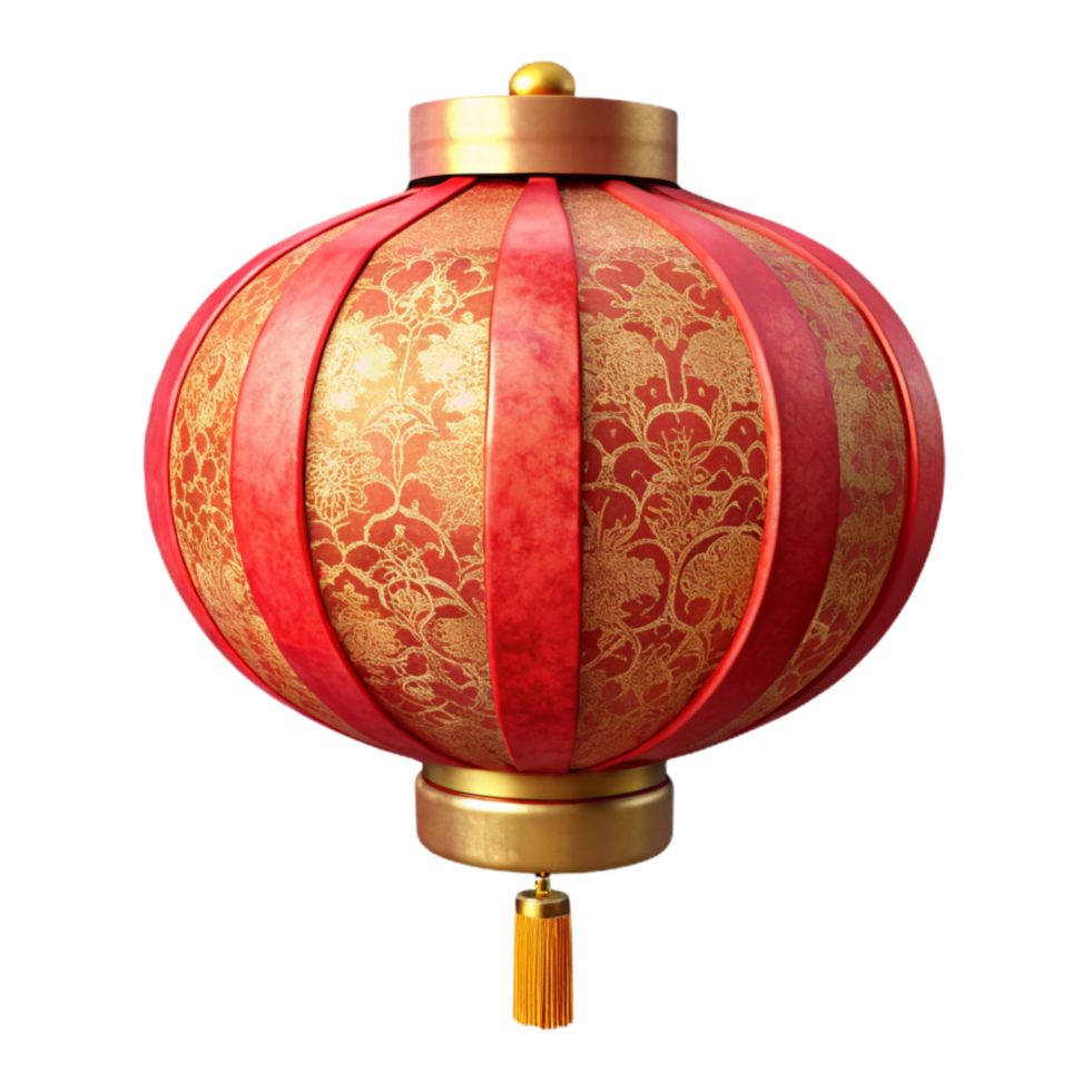elegant traditional Detailed Chinese Paper Lantern Red and Gold Cutout exclusive png