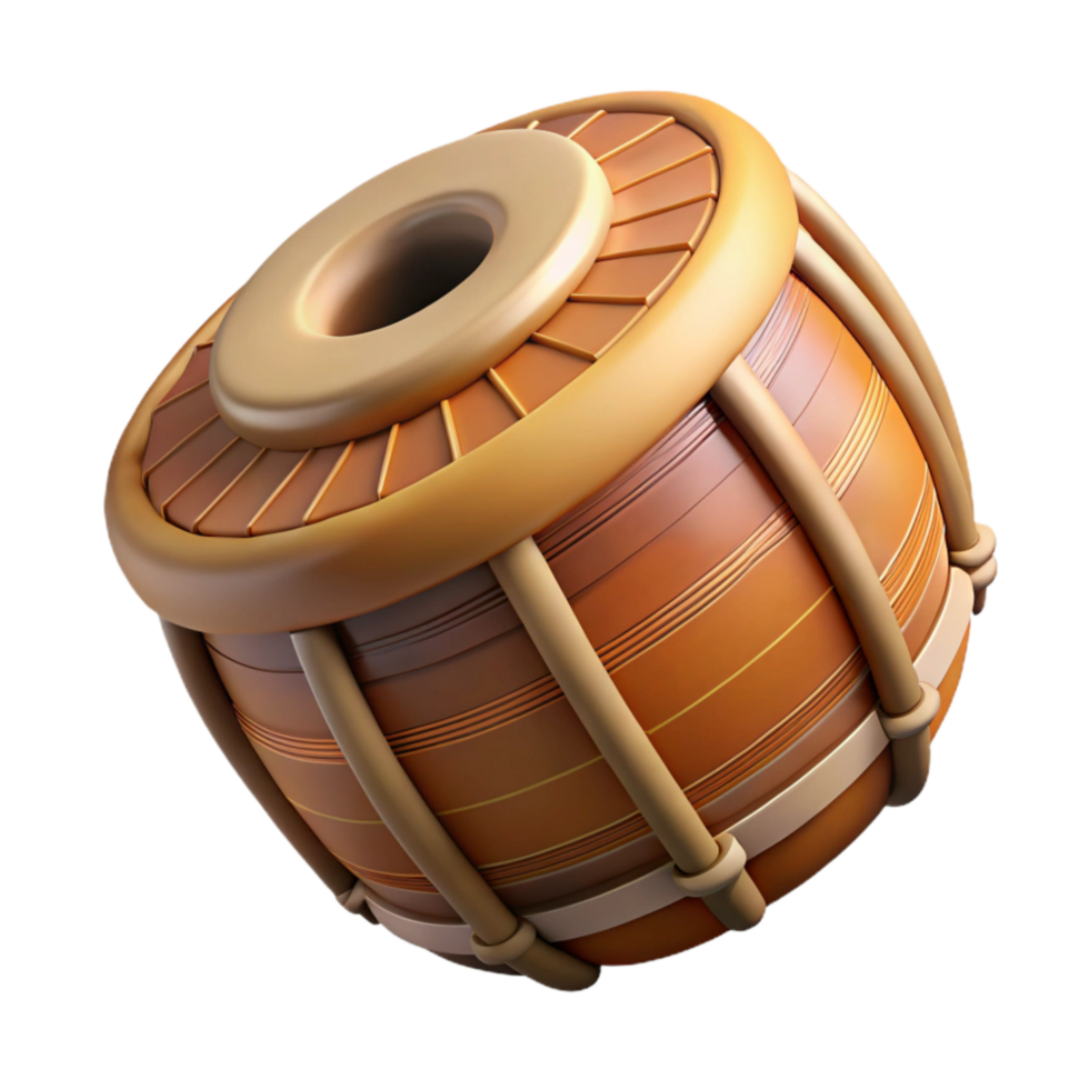 serene classic Dholak Indian Drum Handcrafted Wood Cutout 4K png
