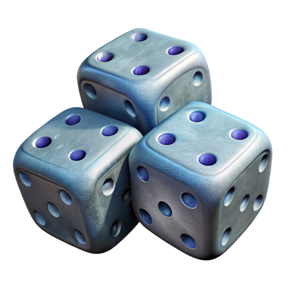 magnificent artistic Dice Three Dice Showing Different Numbers Isolated Element 4K png