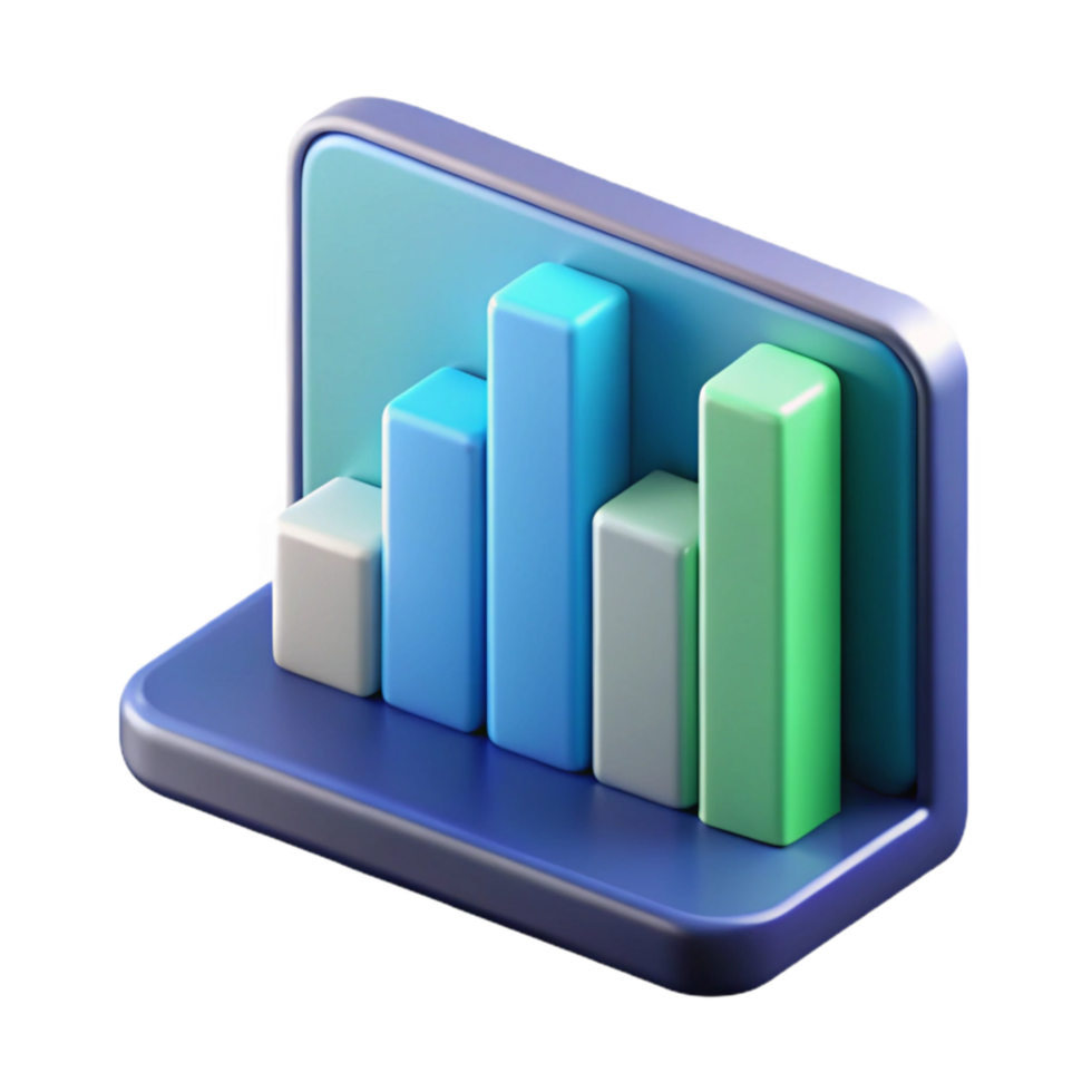 magnificent artistic Digital Bar Graph Chart Icon Isolated on Transparent Background premium png