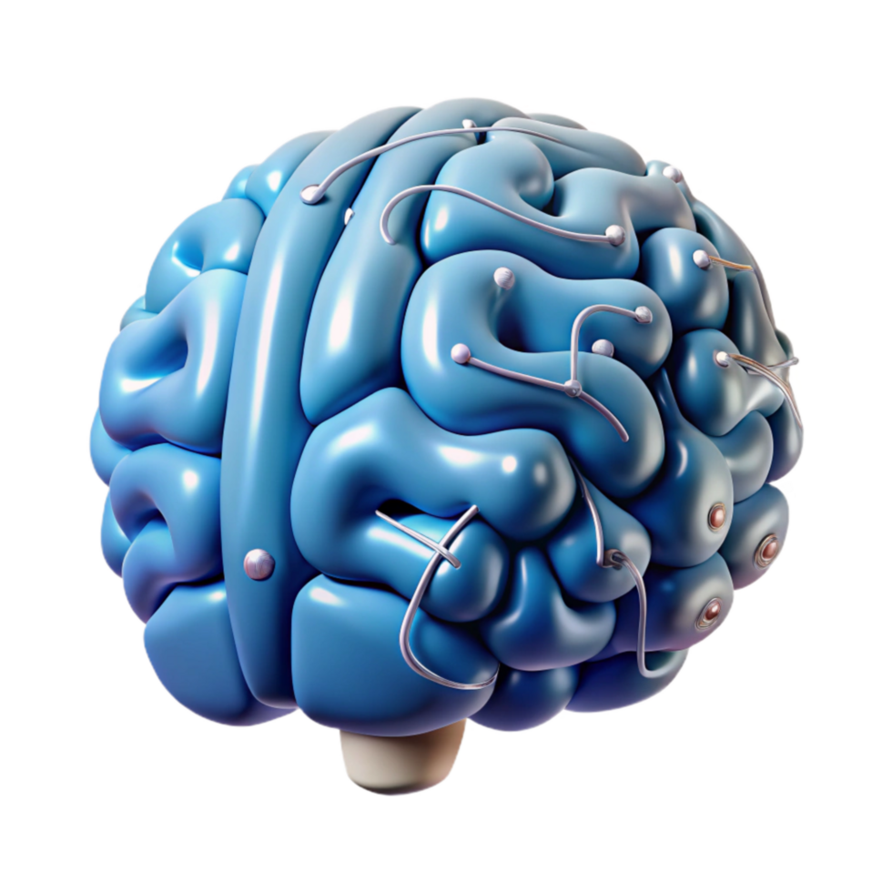 vibrant classic Digital Ai Brain with Binary Code Isolated Element high quality png