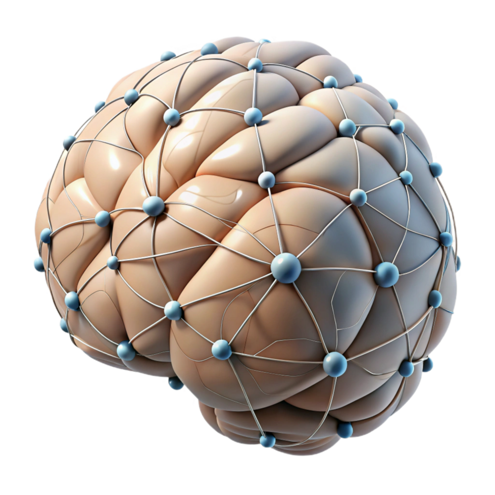 beautiful minimalist Digital Brain Neural Network Isolated Element detailed png