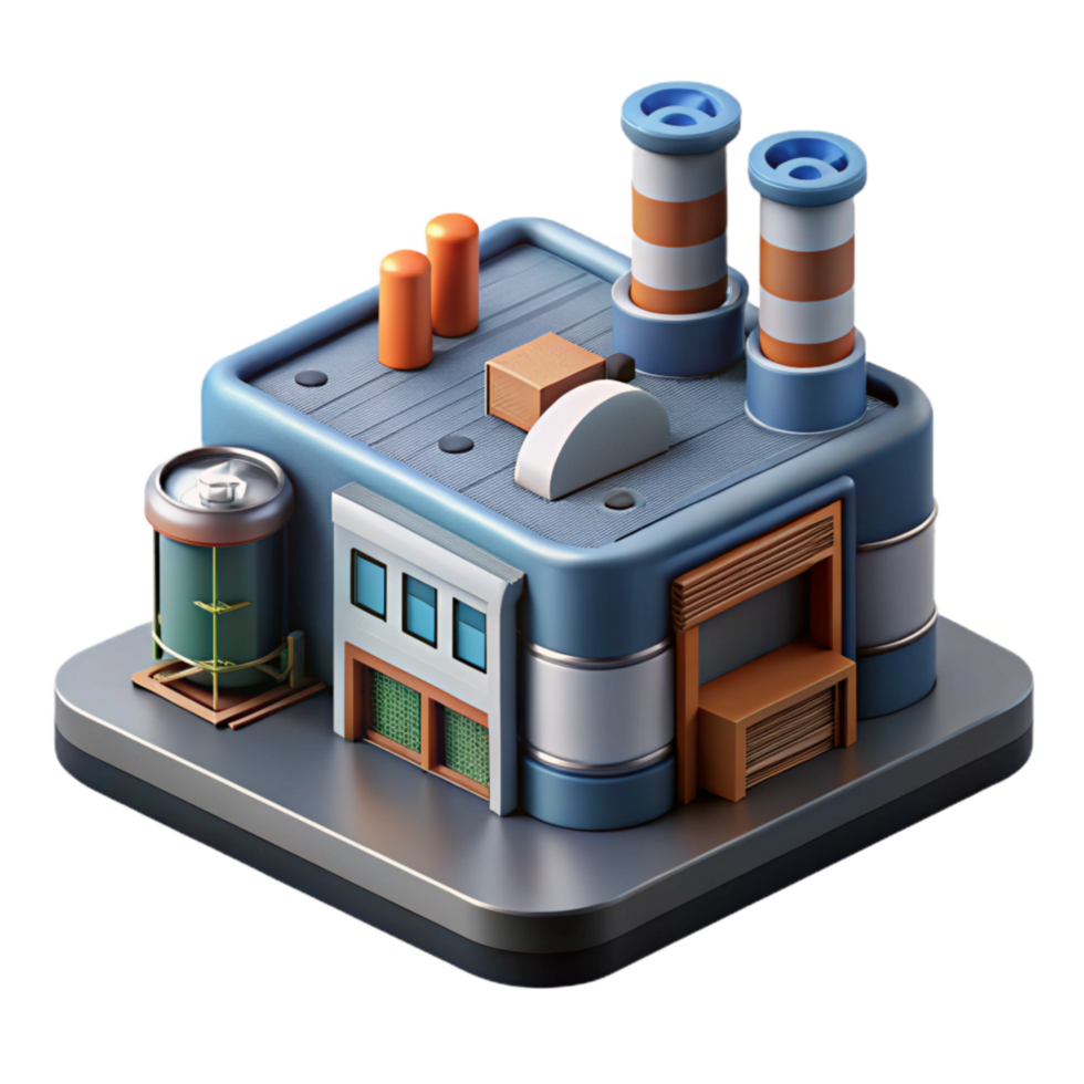 impressive rustic Digital Twin of a Factory with Sensor Data Isolated detailed png
