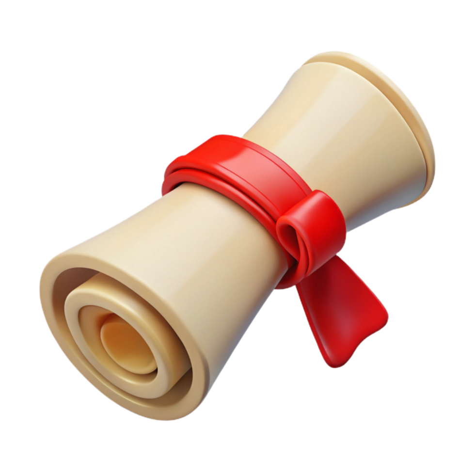 wonderful abstract Diploma Scroll Rolled Up with Red Ribbon Transparent Background original png