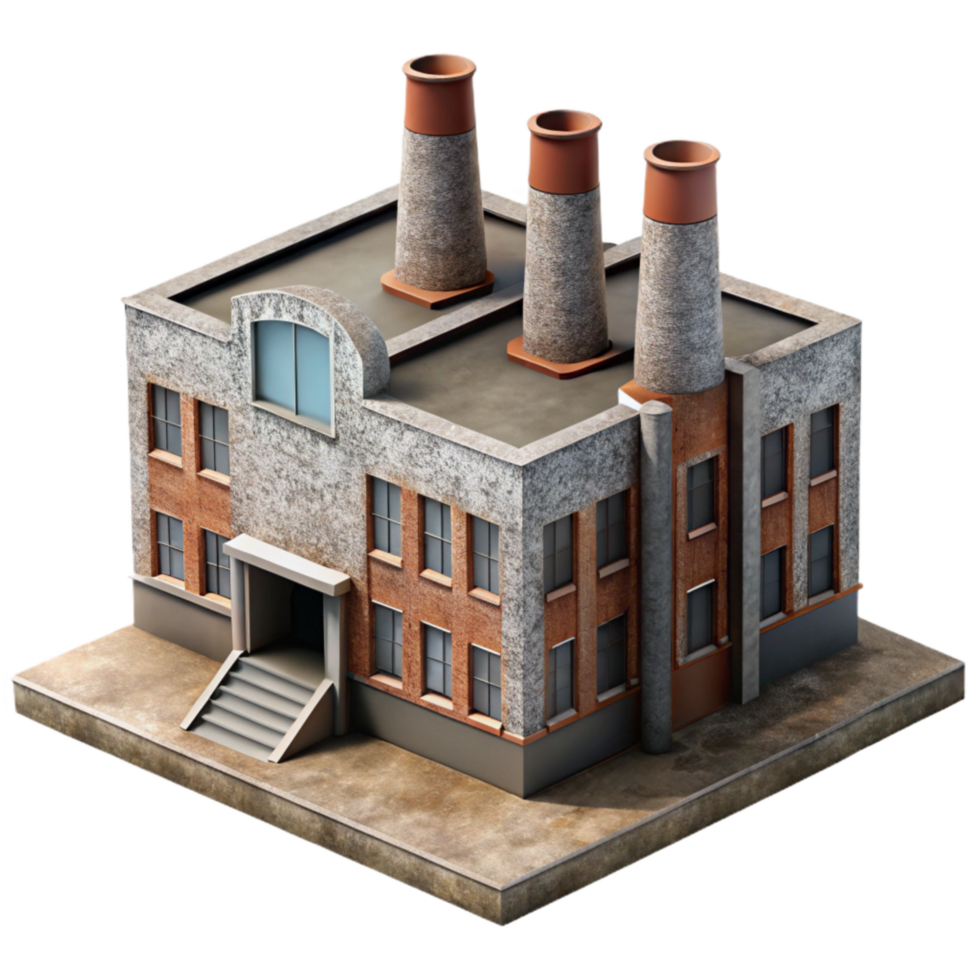 wonderful rustic Digital Twin of Factory Building Cutout high quality png
