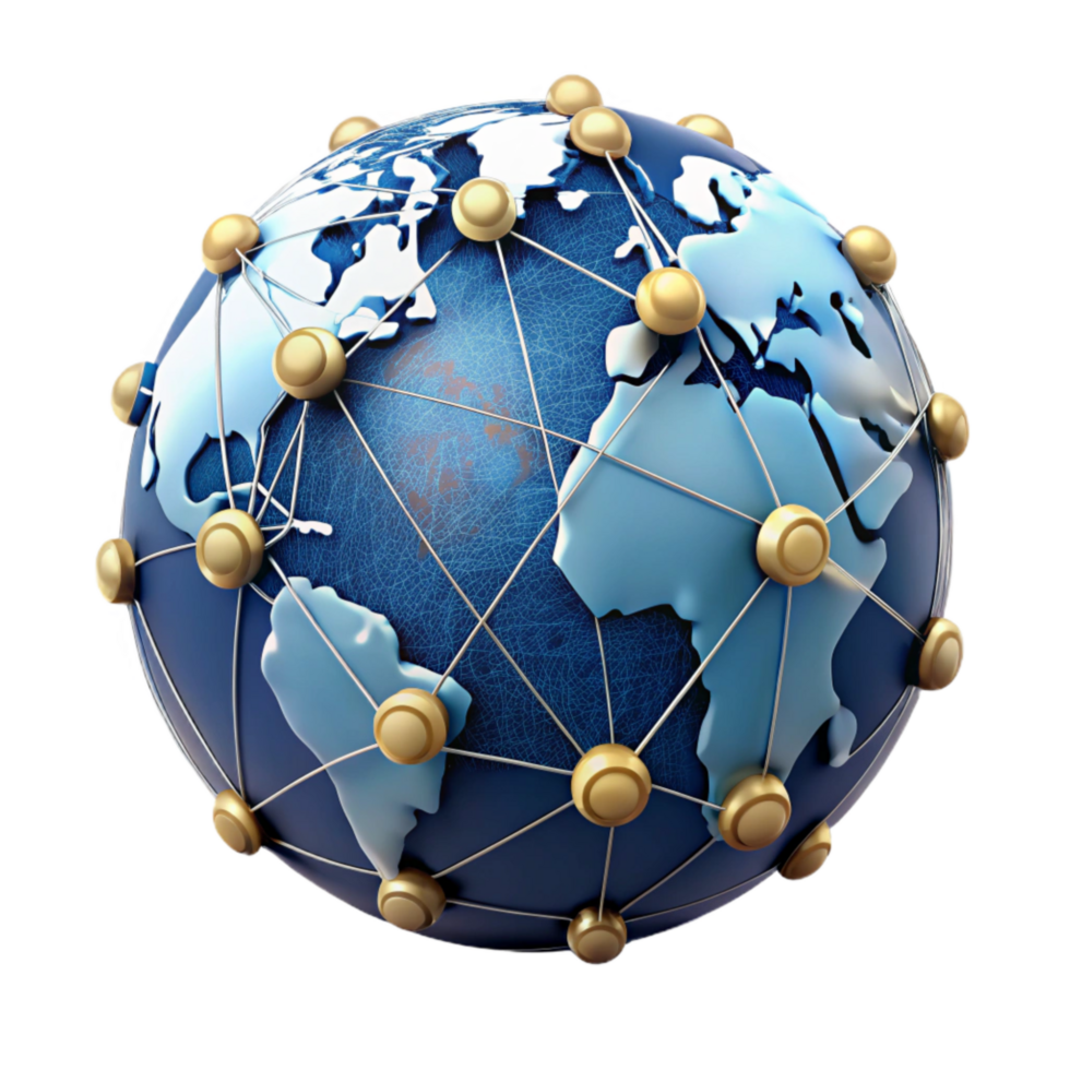 dramatic traditional Digital World Map Network Connections Isolated on Transparent Background exclusive png