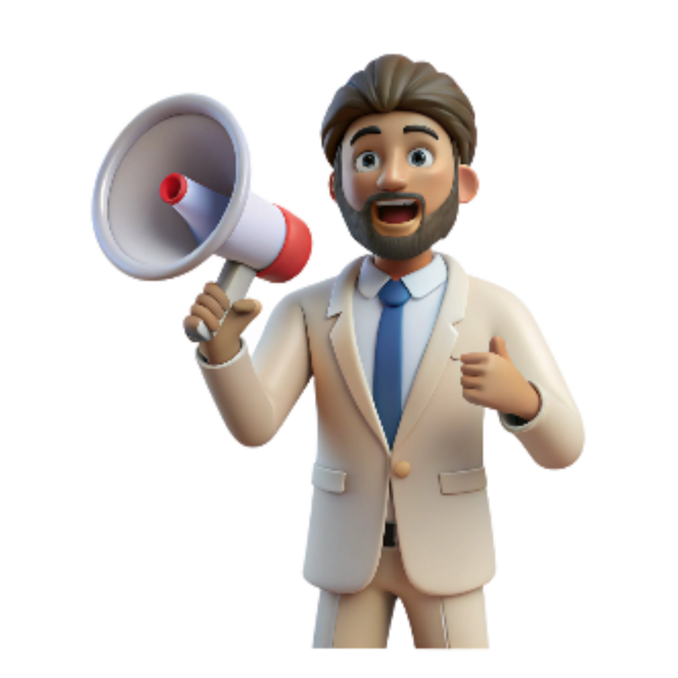 elegant minimalist Director Megaphone White Color Cutout professional png
