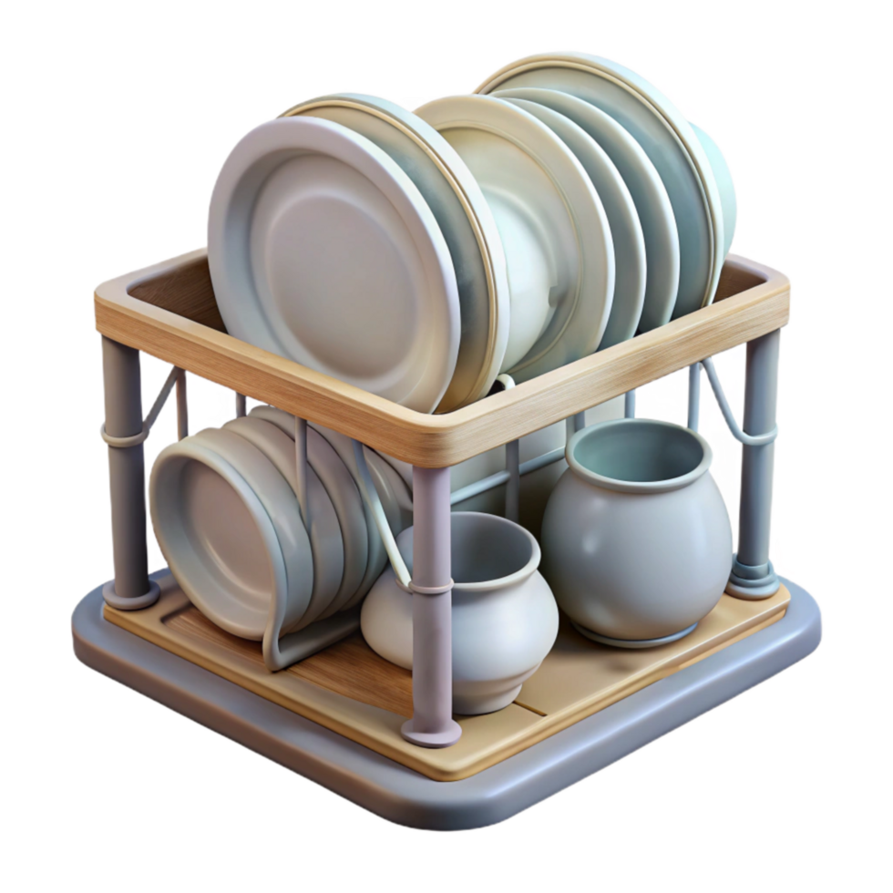 wonderful modern Dish Rack Isolated Element with Dishes premium png