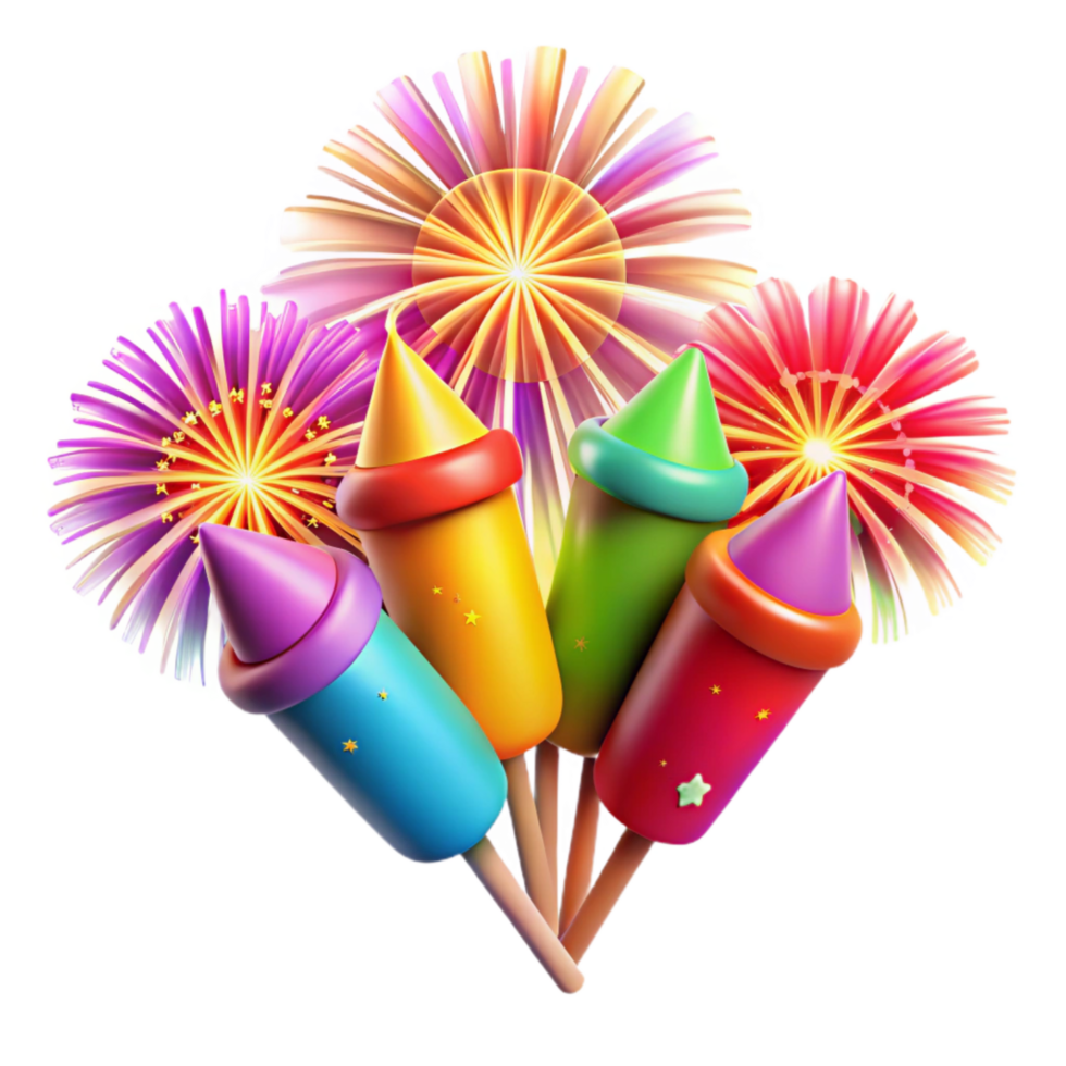 impressive creative Diwali Fireworks Display Colorful Burst Isolated premium png
