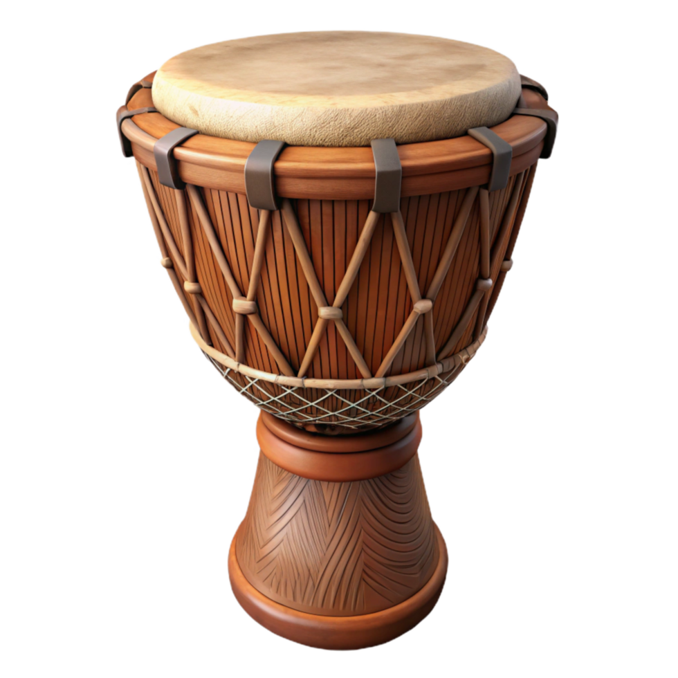 impressive creative Djembe Drum Carved Wood Isolated professional png