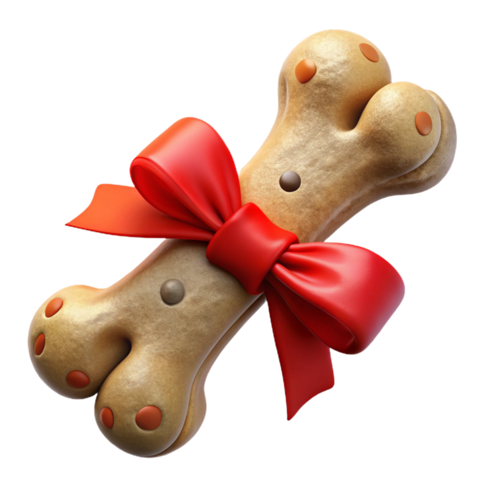 magnificent abstract Dog Bone with Red Ribbon Cutout authentic png