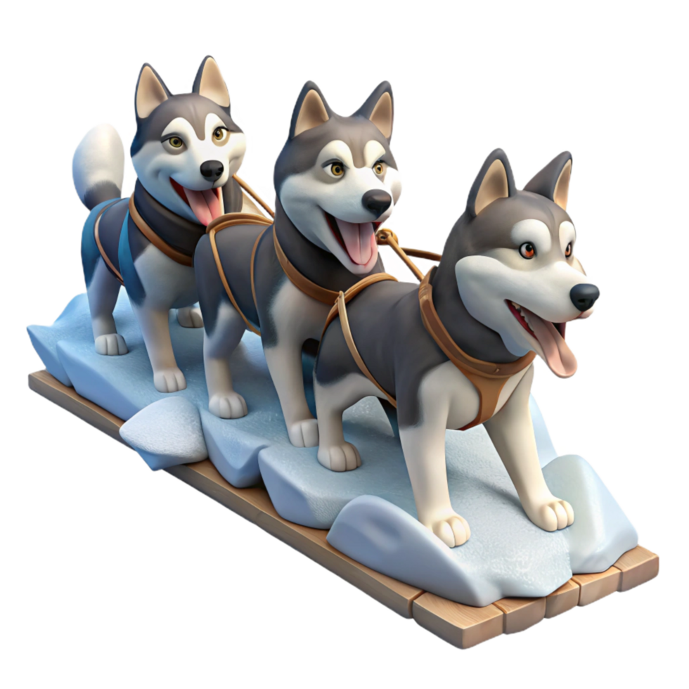 vibrant abstract Dog Sled Team Running Across Snow Isolated 4K png
