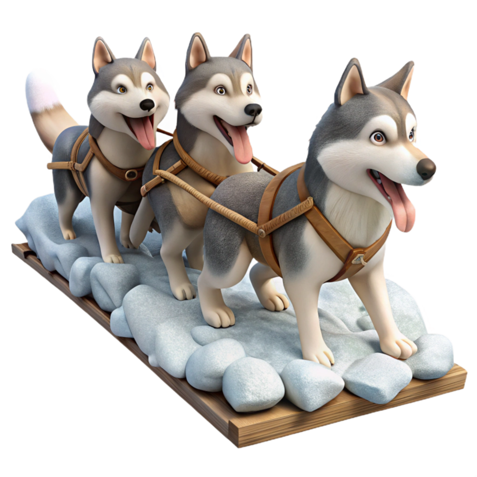 serene modern Dog Sled Team Running Across Snow Isolated genuine png