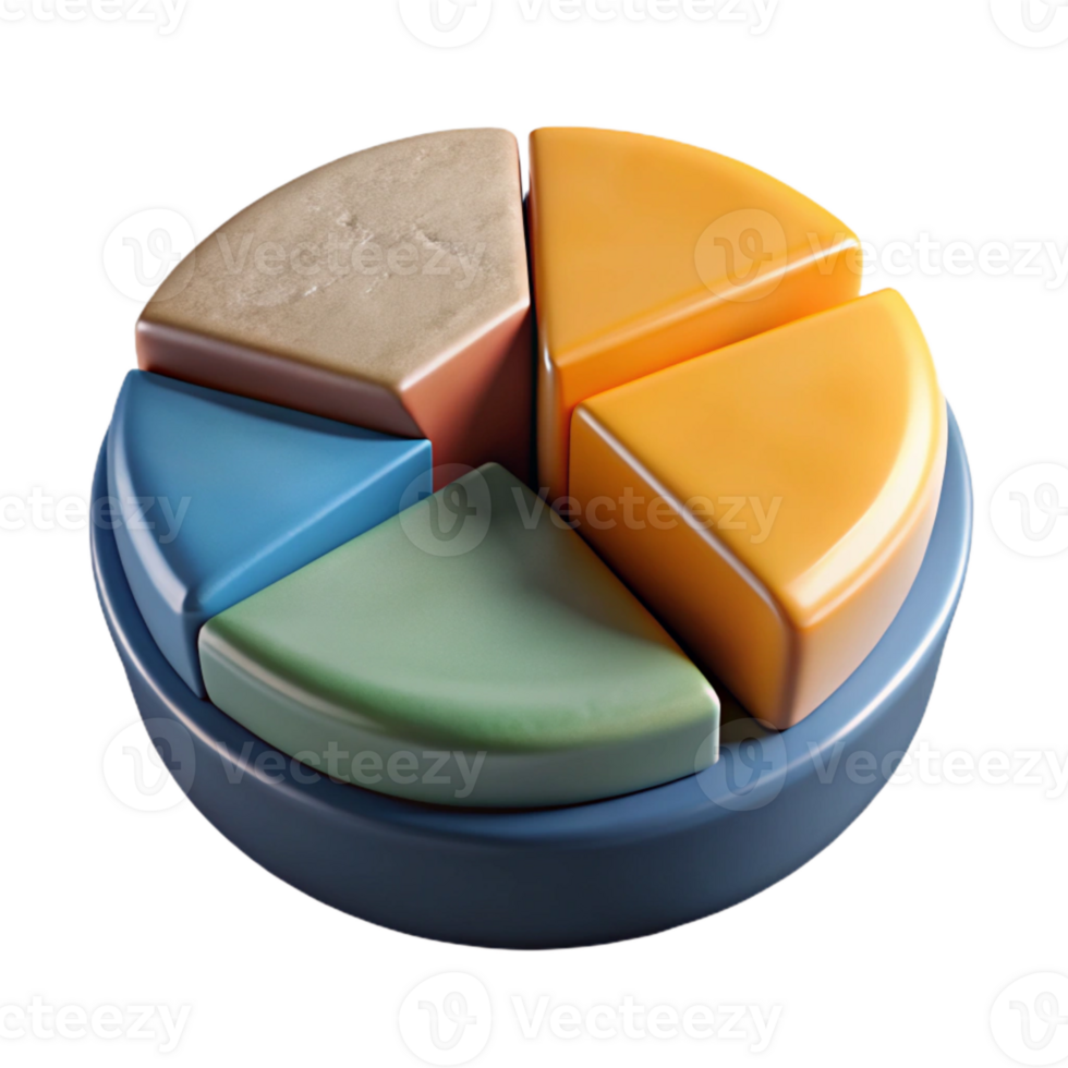 vibrant classic D Pie Chart Showing Market Share Distribution Transparent high quality png