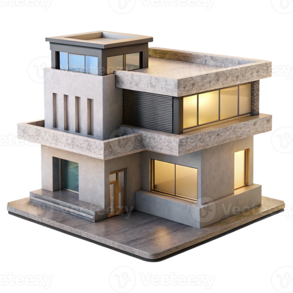 serene artistic D Printed House Modern Design Isolated Transparent Background professional png