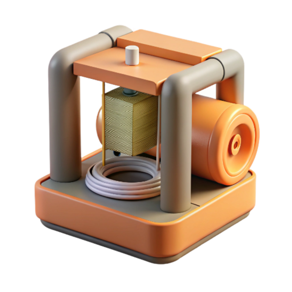 serene artistic D Printer with Filament Spool Isolated Element 4K png