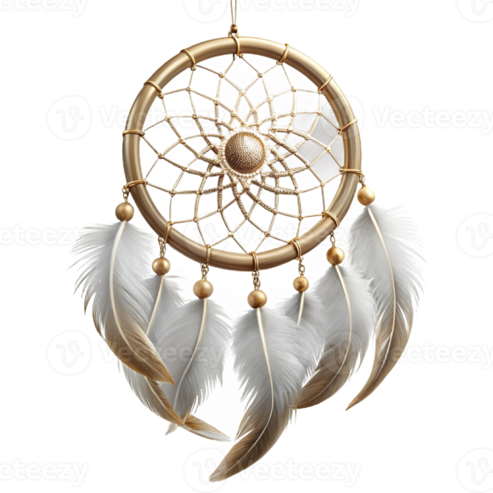 extraordinary abstract Dreamcatcher White Feathers Circular Design Transparent Background premium png