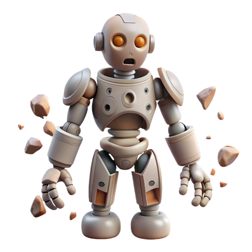 serene creative D Rendered Robot Body Exploded View Cutout 4K png
