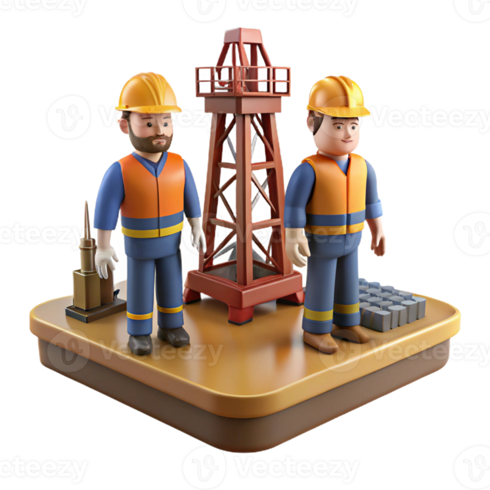 serene creative Drilling Rig Platform Workers Cutout professional png